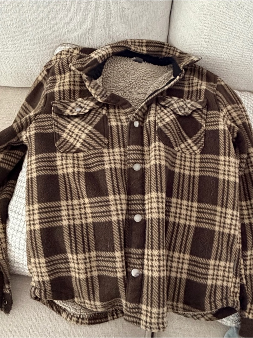 Eddie Bauer | Cozy Brown Plaid Sherpa-Lined Jacket